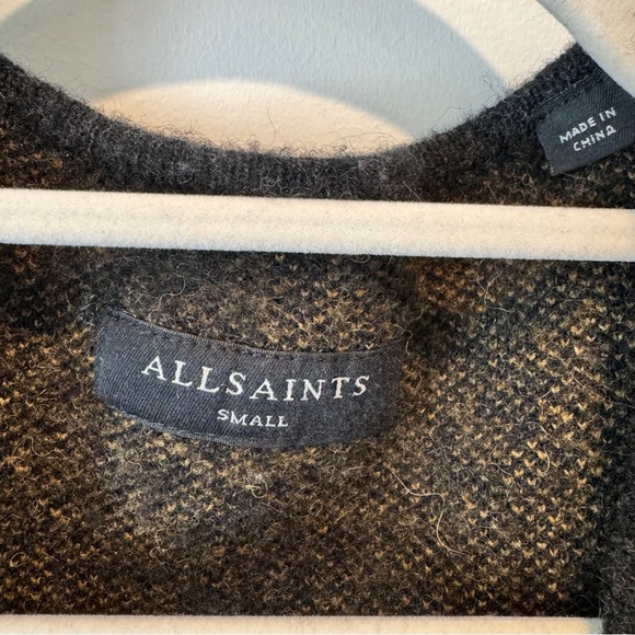 ALL SAINTS Sigurd Diamond-Pattern Wool-Blend Cardigan in “Mocha Brown” - Picture 10 of 13